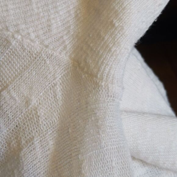 J. Jill white thin knit v-neck sweater, linen & cotton blend, ribbed M - Picture 9 of 9